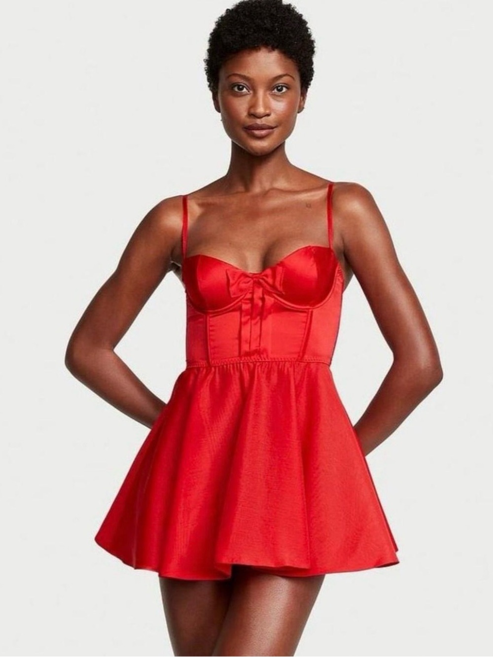 Victoria Secrer Red Mini Dress with Bow Detail - Women Intimates